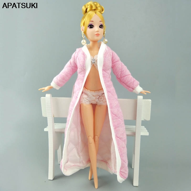 Pink Long Bathrobe For Barbie Doll Clothes Bathroo..